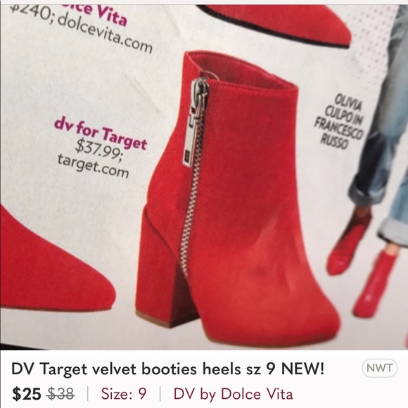 DV Target velvet booties heels sz 9 NEW! - Picture 8 of 8